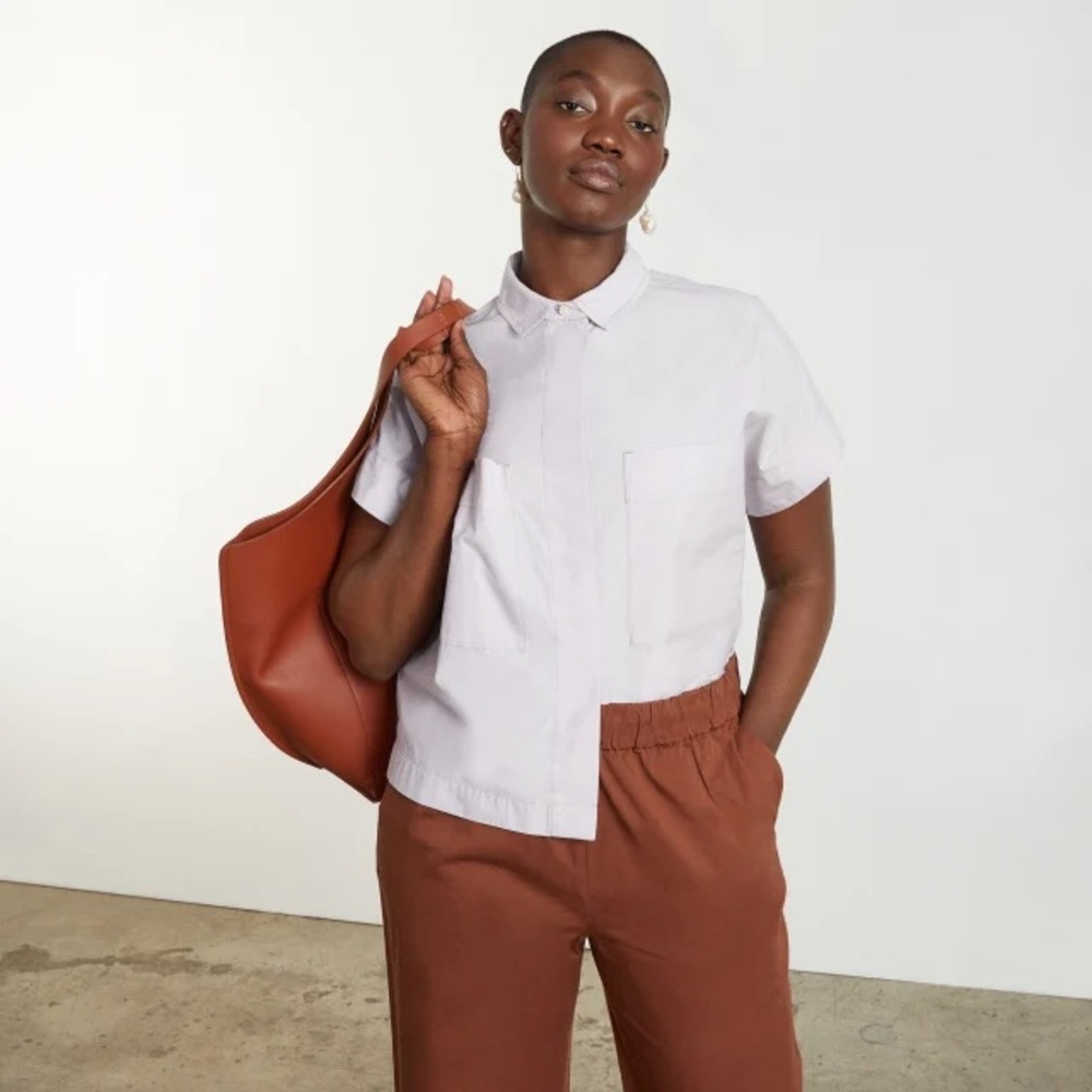 Everlane poplin box top button up size medium in pale purple. EUC